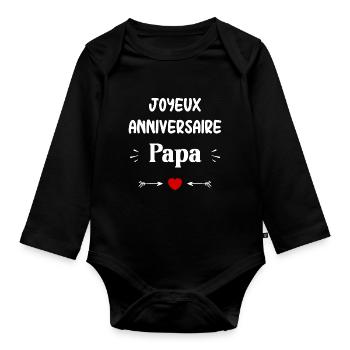 Joyeux Anniversaire papa - Body Bébé bio manches longues - noir - Devant