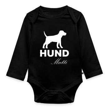 Hund Dog - Organic Longsleeve Baby Bodysuit - black - Front