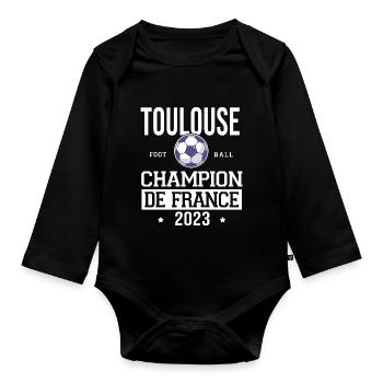 Cadeau foot joueur de foot parfait football - Body Bébé bio manches longues - noir - Devant