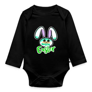 Cooler Osterhase - Baby Bio-Langarm-Body - Schwarz - Vorne