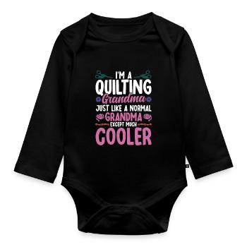 Quilten Geschenk Nähen Stricken Quilter - Baby Bio-Langarm-Body - Schwarz - Vorne