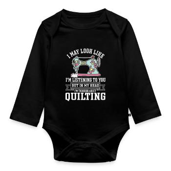 Quilten Geschenk Nähen Stricken Quilter - Baby Bio-Langarm-Body - Schwarz - Vorne