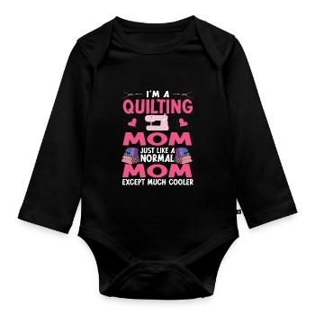 Quilten Geschenk Nähen Stricken Quilter - Baby Bio-Langarm-Body - Schwarz - Vorne
