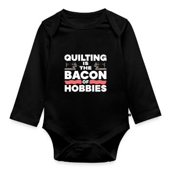 Quilten Geschenk Nähen Stricken Quilter - Baby Bio-Langarm-Body - Schwarz - Vorne