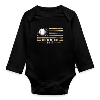 Baseball Player Winner America Team - Organic Longsleeve Baby Bodysuit - black - Front