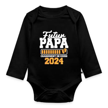 Nouveau Nouvelle Naissance Future Papa 2024 - Body Bébé bio manches longues - noir - Devant