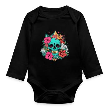 Skull Waves - Organic Longsleeve Baby Bodysuit - black - Front