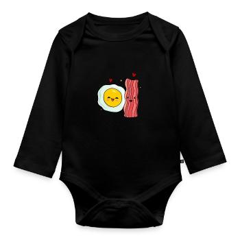 Egg Fried Egg Bacon Couple - Organic Longsleeve Baby Bodysuit - black - Front
