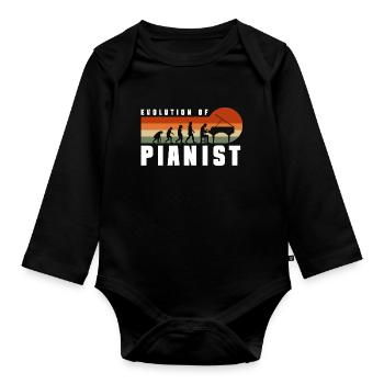 Pianist Piano Classical Music Keyboard - Organic Longsleeve Baby Bodysuit - black - Front