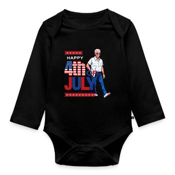 Hilarious 4th of July Celebration: Funny Joe Biden - Organic Longsleeve Baby Bodysuit - black - Front