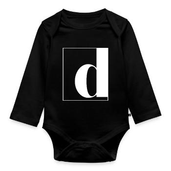 Lettre alphabet d - Body Bébé bio manches longues - noir - Devant