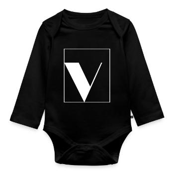 Letter alphabet v - Organic Longsleeve Baby Bodysuit - black - Front