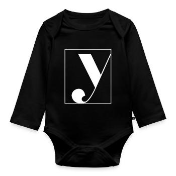 Letter alphabet y - Organic Longsleeve Baby Bodysuit - black - Front