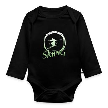 Skiing - Baby Bio-Langarm-Body - Schwarz - Vorne