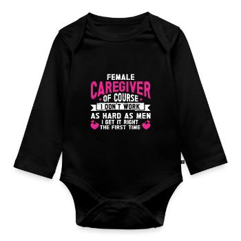 Caregiver Gift Nurse - Organic Longsleeve Baby Bodysuit - black - Front