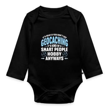 Cadeau Geocaching Geocacher Geocache - Body Bébé bio manches longues - noir - Devant