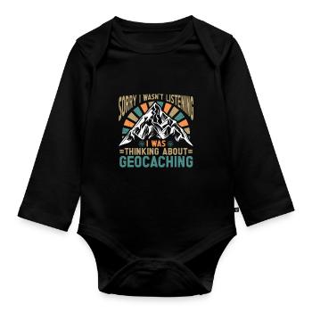 Geocaching Gift Geocacher Geocache - Organic Longsleeve Baby Bodysuit - black - Front