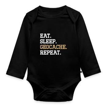 Geocaching Gift Geocacher Geocache - Organic Longsleeve Baby Bodysuit - black - Front