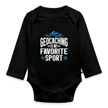 Geocaching Gift Geocacher Geocache - Organic Longsleeve Baby Bodysuit - black - Front