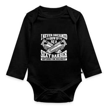 Lustiges Friseur Geschenk Stylist Friseur - Baby Bio-Langarm-Body - Schwarz - Vorne