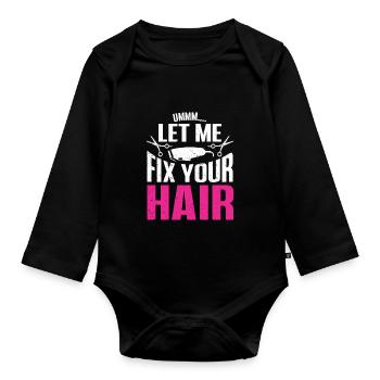 Lustiges Friseur Geschenk Stylist Friseur - Baby Bio-Langarm-Body - Schwarz - Vorne