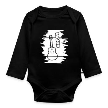 Guitare Mario - Body Bébé bio manches longues - noir - Devant