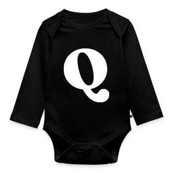 Lettre q - Body Bébé bio manches longues - noir - Devant