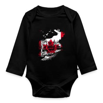 KANADA ELCH - Baby Bio-Langarm-Body - Schwarz - Vorne