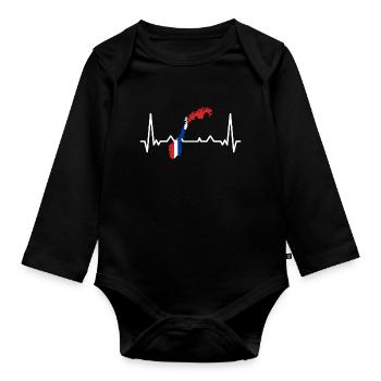 Drapeau de la Norvège Drapeau de la Scandinavie Drapeau norvégien ECG - Body Bébé bio manches longues - noir - Devant
