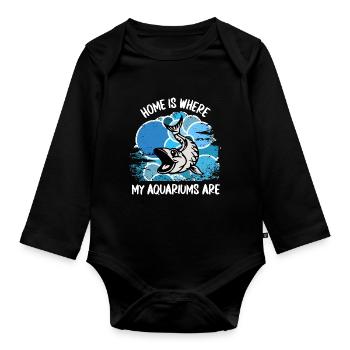 Aquarium Aquarianer Fische Zierfische Aquaristik - Baby Bio-Langarm-Body - Schwarz - Vorne