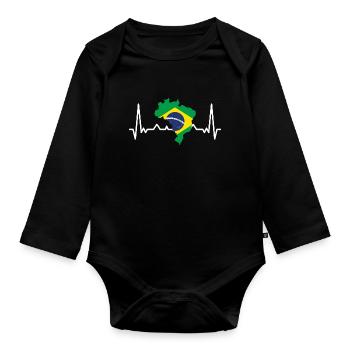 Drapeau du Brésil Drapeau de l’Amérique du Sud - Body Bébé bio manches longues - noir - Devant