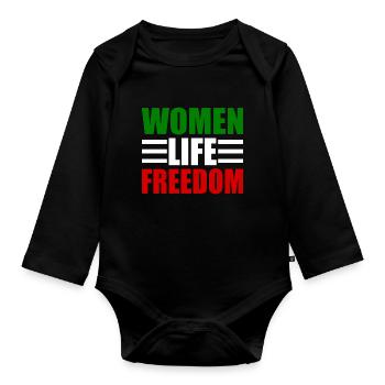 Women life freedom - Organic Longsleeve Baby Bodysuit - black - Front