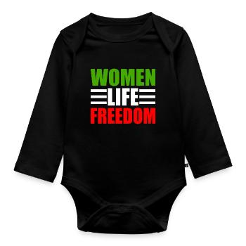 Women life freedom - Body Bébé bio manches longues - noir - Devant