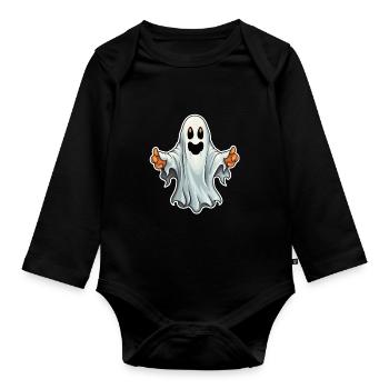Gespenst Halloween - Baby Bio-Langarm-Body - Schwarz - Vorne
