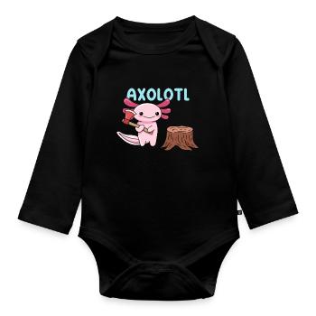 Conception de jeu de mots Axe Axolotl pour les amateurs d’axolotl - Body Bébé bio manches longues - noir - Devant