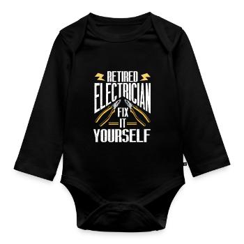 Retired Electrician Gift Electrician - Organic Longsleeve Baby Bodysuit - black - Front