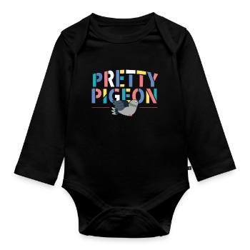 Pretty pigeon Colorful design for pigeon lovers - Organic Longsleeve Baby Bodysuit - black - Front