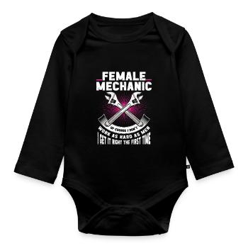 Mécanicien Cadeau Mécanicien - Body Bébé bio manches longues - noir - Devant