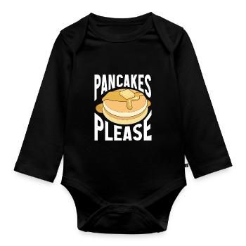 Pancake Saying Breakfast Pancakes - Organic Longsleeve Baby Bodysuit - black - Front