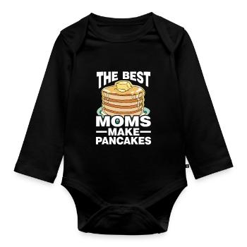 Pancake Saying Breakfast Pancakes - Organic Longsleeve Baby Bodysuit - black - Front