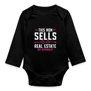 Cadeau d’agent immobilier pour agent immobilier - Body Bébé bio manches longues - noir - Devant