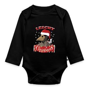 Leechy Christmas Plague Doctor Leech Christmas - Organic Longsleeve Baby Bodysuit - black - Front