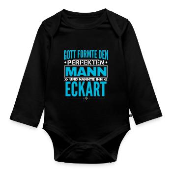 Eckart Name Design - Baby Bio-Langarm-Body - Schwarz - Vorne
