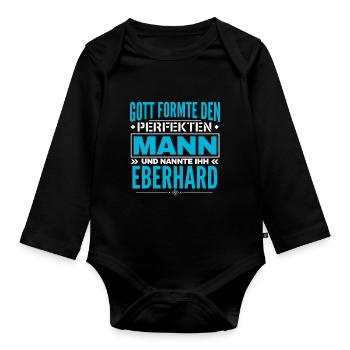 Eberhard Name Design - Baby Bio-Langarm-Body - Schwarz - Vorne