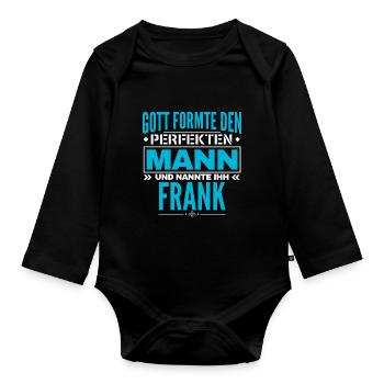 Frank Name Design - Baby Bio-Langarm-Body - Schwarz - Vorne