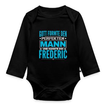 Frederic Name Design - Baby Bio-Langarm-Body - Schwarz - Vorne