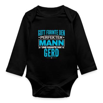 Gerd Name Design - Baby Bio-Langarm-Body - Schwarz - Vorne