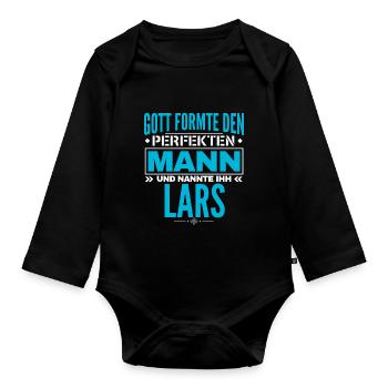 Lars Name Design - Baby Bio-Langarm-Body - Schwarz - Vorne