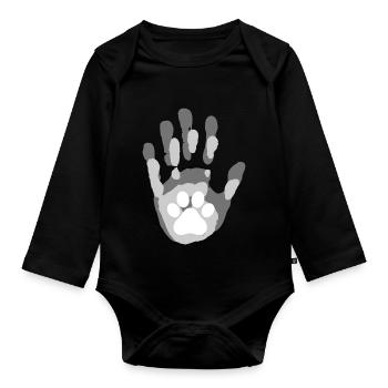 Hundefamilie Handdruck - Baby Bio-Langarm-Body - Schwarz - Vorne