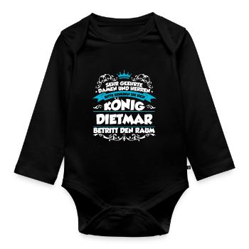 Dietmar Name Design - Baby Bio-Langarm-Body - Schwarz - Vorne